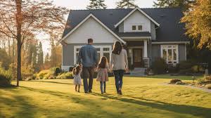 Picture of a family in front of their house